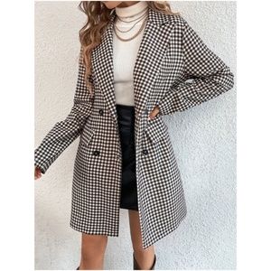 Black White Plaid Button up Blazer Jacket Minimalist